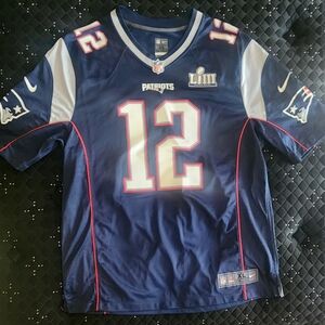 Tom Brady Superbowl LIII Nike Navy and White Men's Football Jersey